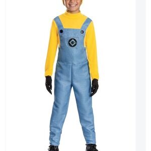 Illumination Minions Costume Jumpsuit Kids XL Yellow Blue Overalls With Hat